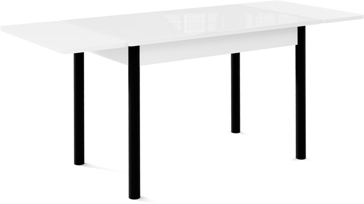 Стол раздвижной Милан-1 EVO, ноги металлические черные, стекло белое/серый в Копейске - изображение 1