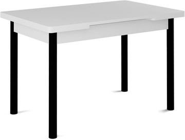 Обеденный раздвижной стол Кубика Милан-2 EVO, ноги черные, белый цемент в Челябинске