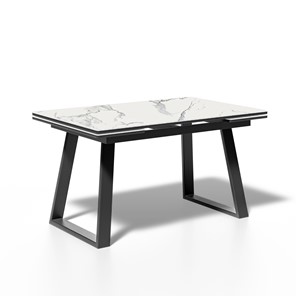 Кухонный стол раскладной ML1400 (черный/керамика мрамор белый) в Копейске
