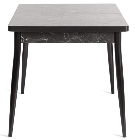 Кухонный стол раскладной MOLLY (mod. 1171) ЛДСП+меламин/металл, 120+38х80х78, чёрный мрамор/чёрный в Челябинске - изображение 3