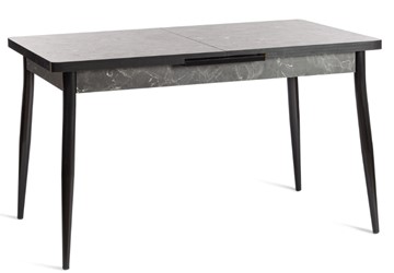 Кухонный стол раскладной MOLLY (mod. 1171) ЛДСП+меламин/металл, 120+38х80х78, чёрный мрамор/чёрный в Челябинске - предосмотр