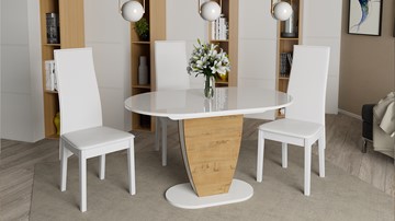 Кухонный стол раскладной Монреаль тип 1 (Белый глянец/Бунратти) в Миассе - предосмотр 2