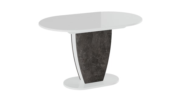 Кухонный раздвижной стол Монреаль тип 1 (Белый глянец/Моод темный) в Челябинске - изображение