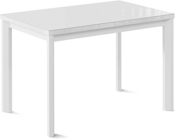 Обеденный раздвижной стол Нагано-1G (ноги металлические белые, стекло cristal/белый цемент) в Златоусте