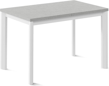 Кухонный стол раздвижной Нагано-1L (ноги металлические белые, светлый цемент) в Магнитогорске