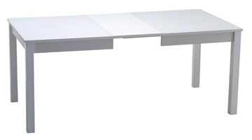 Кухонный стол раскладной Нагано-2 стекло белое opti (хром-лак) в Челябинске - предосмотр 1