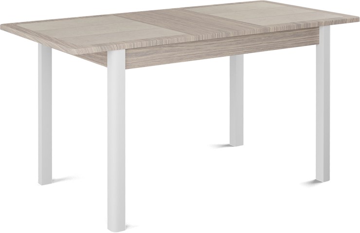 Кухонный стол раскладной Ницца-1 ПЛ (ноги белые, плитка бежевая/лофт) в Миассе - изображение 1