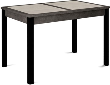 Обеденный раздвижной стол Ницца-1 ПЛ (ноги черные, плитка бежевая/серый камень) в Магнитогорске