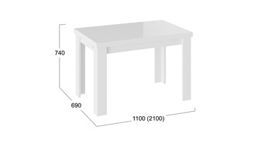 Стол раздвижной Норман тип 1, цвет Белый/Стекло белый глянец в Златоусте - предосмотр 2