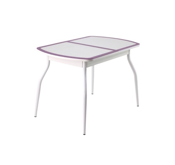 Кухонный стол раскладной ПГ-01 СТК, белый/фиолетовый/крокодил белый/белый в Копейске - изображение 1