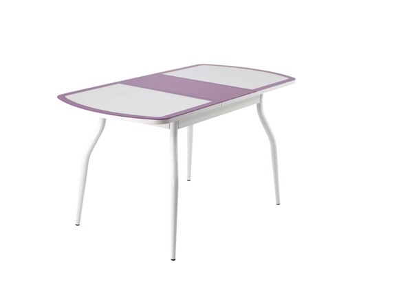 Кухонный стол раскладной ПГ-01 СТК, белый/фиолетовый/крокодил белый/белый в Копейске - изображение