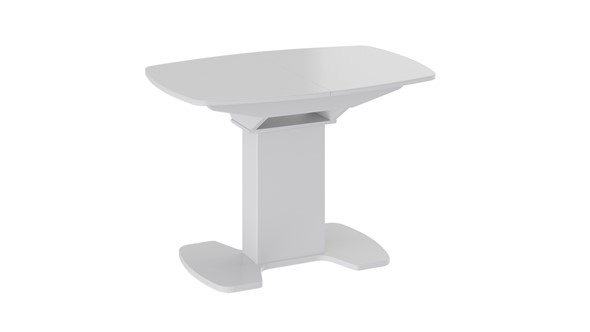 Кухонный стол раздвижной Портофино (СМ(ТД)-105.01.11(1)), цвет  Белый глянец/Стекло белое в Златоусте - изображение