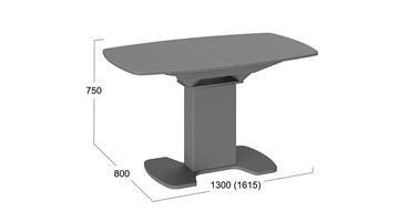 Кухонный стол раздвижной Портофино (СМ(ТД)-105.02.11(1)), цвет Серое/Стекло серое матовое LUX в Миассе - предосмотр 1
