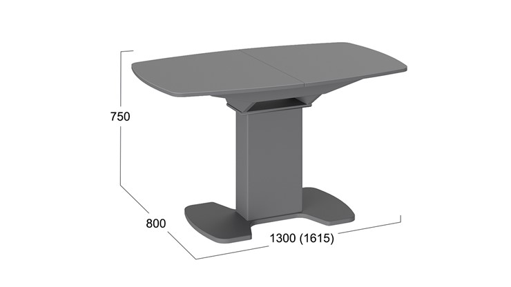 Кухонный стол раздвижной Портофино (СМ(ТД)-105.02.11(1)), цвет Серое/Стекло серое матовое LUX в Миассе - изображение 1