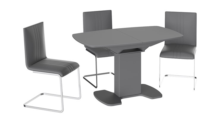 Кухонный стол раздвижной Портофино (СМ(ТД)-105.02.11(1)), цвет Серое/Стекло серое матовое LUX в Миассе - изображение 2