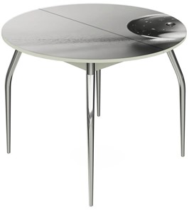 Кухонный раздвижной стол Ривьера - Круг, ноги метал. крашеные №24, ФП (Текстура №24) в Копейске