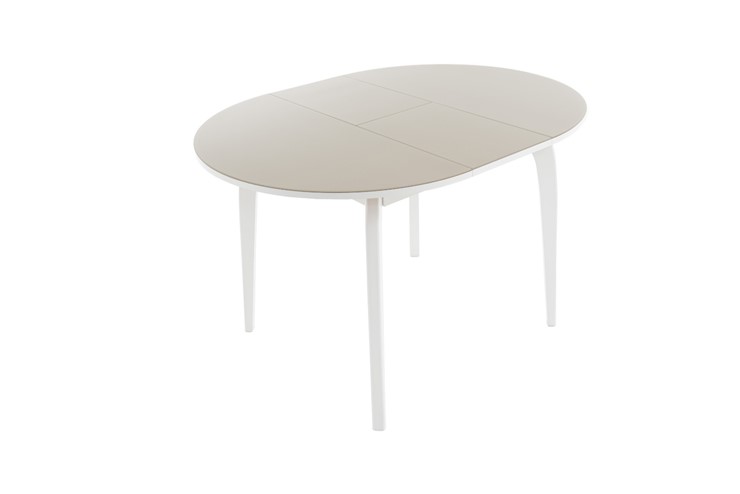Кухонный стол раскладной Ривьера исп. круг хром №5 (стекло белое/белый) в Миассе - изображение 2