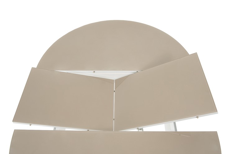 Кухонный стол раскладной Ривьера исп. круг хром №5 (стекло белое/белый) в Челябинске - изображение 4