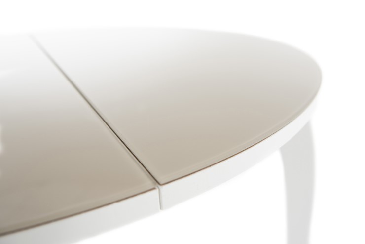 Кухонный стол раскладной Ривьера исп. круг хром №5 (стекло белое/белый) в Челябинске - изображение 6