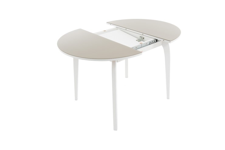 Кухонный стол раскладной Ривьера исп. круг хром №5 (стекло белое/белый) в Миассе - изображение 7
