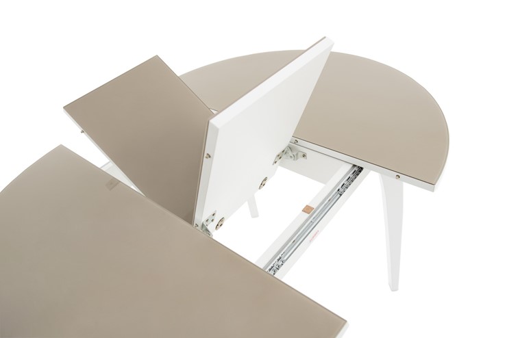 Кухонный раздвижной стол Ривьера исп. круг хром №5 (стекло белое/черный) в Копейске - изображение 5