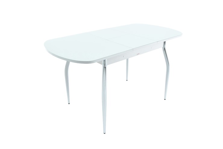 Обеденный раздвижной стол Ривьера исп.1 хром №5 (стекло капучино/белый) в Миассе - изображение 2