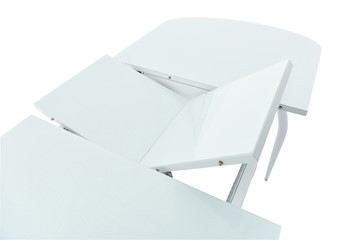 Обеденный раздвижной стол Ривьера исп.1 хром №5 (стекло капучино/белый) в Миассе - предосмотр 3