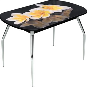 Кухонный стол раскладной Ривьера исп.1 ноги метал. крашеные №24 Фотопечать (Цветы №11) в Копейске