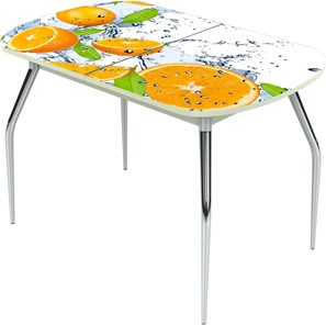 Кухонный стол раздвижной Ривьера исп.1 ноги метал. крашеные №24 Фотопечать (Фрукты №16) в Копейске