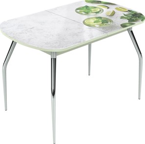 Кухонный стол раскладной Ривьера исп.1 ноги метал. крашеные №24 Фотопечать (Фрукты №28) в Миассе