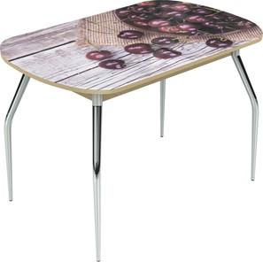 Кухонный стол раздвижной Ривьера исп.1 ноги метал. крашеные №24 Фотопечать (Фрукты №29) в Миассе