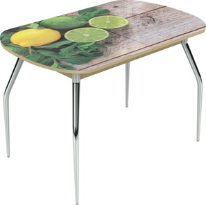 Кухонный раздвижной стол Ривьера исп.1 ноги метал. крашеные №24 Фотопечать (Фрукты №33) в Миассе