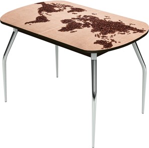 Обеденный раздвижной стол Ривьера исп.1 ноги метал. крашеные №24 Фотопечать (Кофе №10) в Миассе