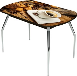 Кухонный стол раскладной Ривьера исп.1 ноги метал. крашеные №24 Фотопечать (Кофе №11) в Челябинске