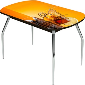 Кухонный стол раскладной Ривьера исп.1 ноги метал. крашеные №24 Фотопечать (Кофе №15) в Магнитогорске