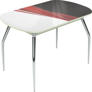 Кухонный раздвижной стол Ривьера исп.1 ноги метал. крашеные №24 Фотопечать (Текстура №46) в Миассе