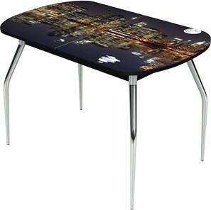 Обеденный раздвижной стол Ривьера исп.2 ноги метал. крашеные №24 Фотопечать (Города №8) в Челябинске