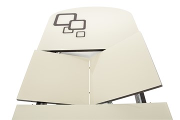 Раздвижной стол Ривьера мини дерево №1, Рисунок квадро (стекло белое/черный/белый) в Челябинске - предосмотр 4