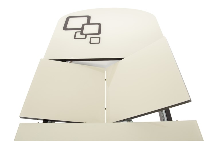Кухонный стол раздвижной Ривьера мини дерево №1, Рисунок квадро (стекло белое/черный/черный) в Челябинске - изображение 4