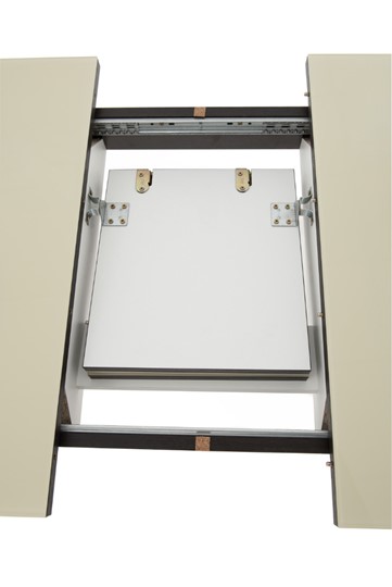 Кухонный раздвижной стол Ривьера мини дерево №1, Рисунок квадро (стекло молочное/коричневый/венге) в Миассе - изображение 5