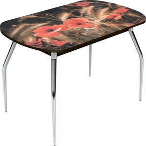 Обеденный раздвижной стол Ривьера мини, метал. крашенные №24 Фотопечать (Цветы №38) в Миассе