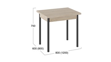 Кухонный раскладной стол Родос тип 2 с опорой d40 (Черный муар/Дуб Сонома) в Магнитогорске - предосмотр 2