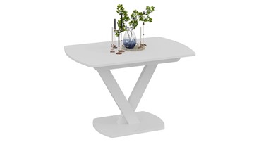 Кухонный стол раскладной Салерно тип 1 (Белый муар/Стекло матовое белое) в Магнитогорске