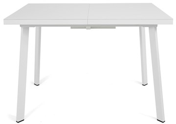 Кухонный стол раскладной Сальвадор-2G (ноги белые, стекло cristal/белый цемент) в Магнитогорске - предосмотр 1