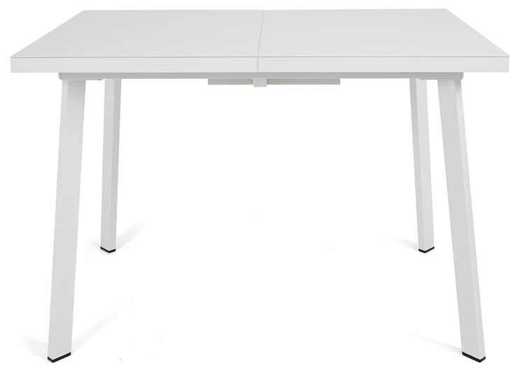 Кухонный стол раскладной Сальвадор-2G (ноги белые, стекло cristal/белый цемент) в Магнитогорске - изображение 1