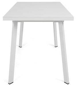 Кухонный стол раскладной Сальвадор-2G (ноги белые, стекло cristal/белый цемент) в Миассе - предосмотр 2