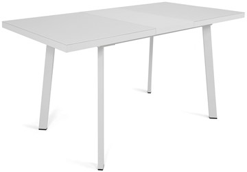 Кухонный стол раскладной Сальвадор-2G (ноги белые, стекло cristal/белый цемент) в Челябинске - предосмотр 3
