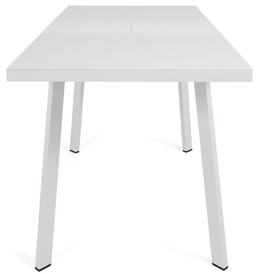 Кухонный стол раскладной Сальвадор-2G (ноги белые, стекло cristal/белый цемент) в Челябинске - изображение 4
