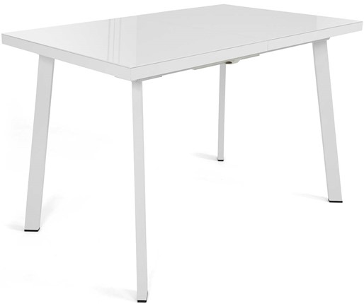 Кухонный стол раскладной Сальвадор-2G (ноги белые, стекло cristal/белый цемент) в Магнитогорске - изображение