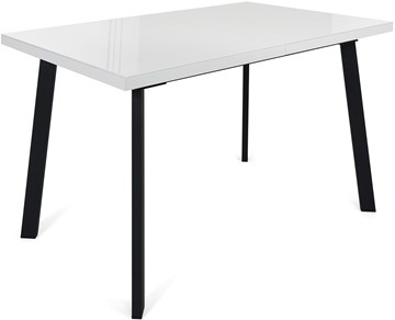 Кухонный стол раздвижной Сальвадор-2G (ноги черные, стекло cristal/белый цемент) в Миассе